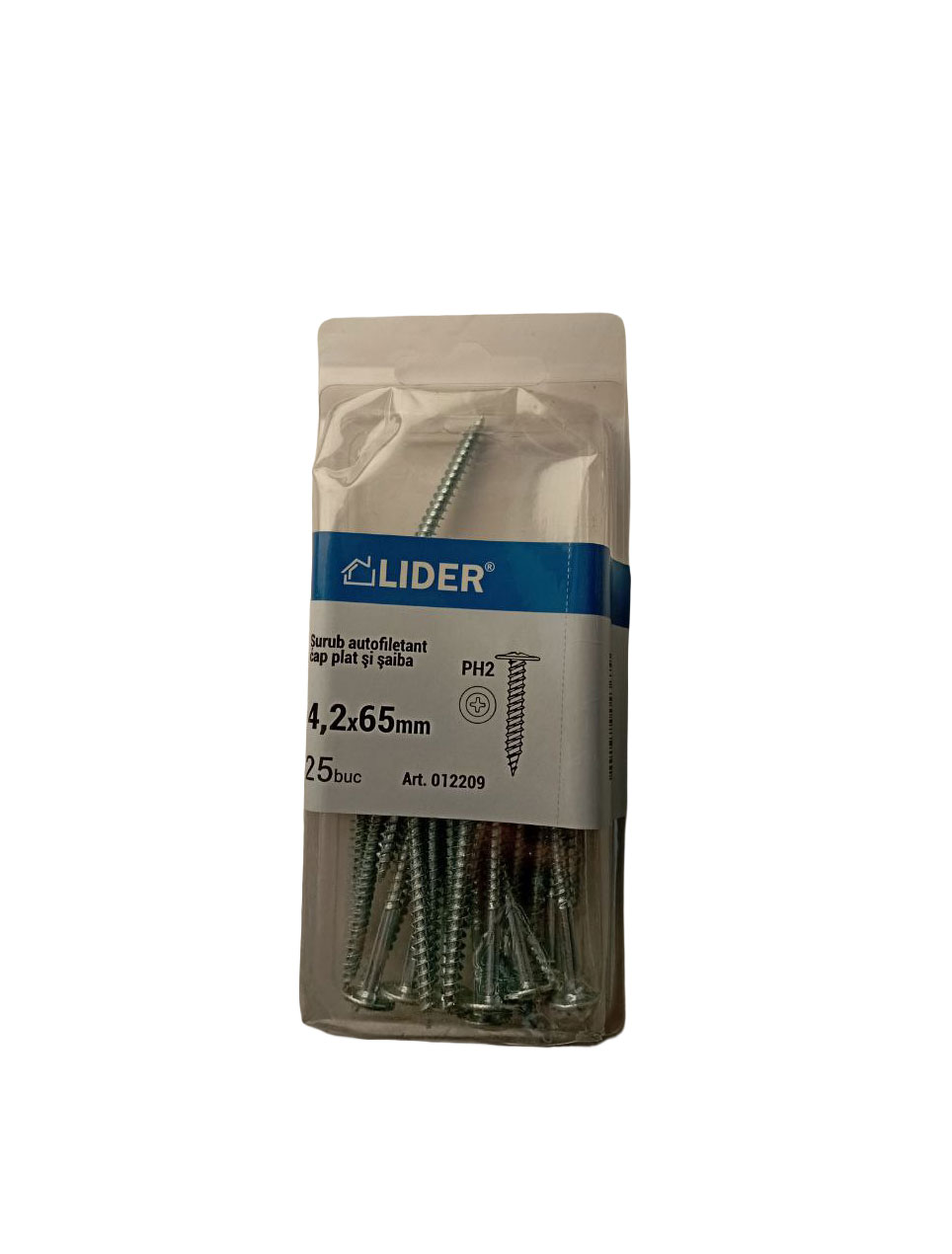 012109 Винт с плоской головкой и шайбой, металлический, 0,9 мм, 4,2x65, 100 шт.