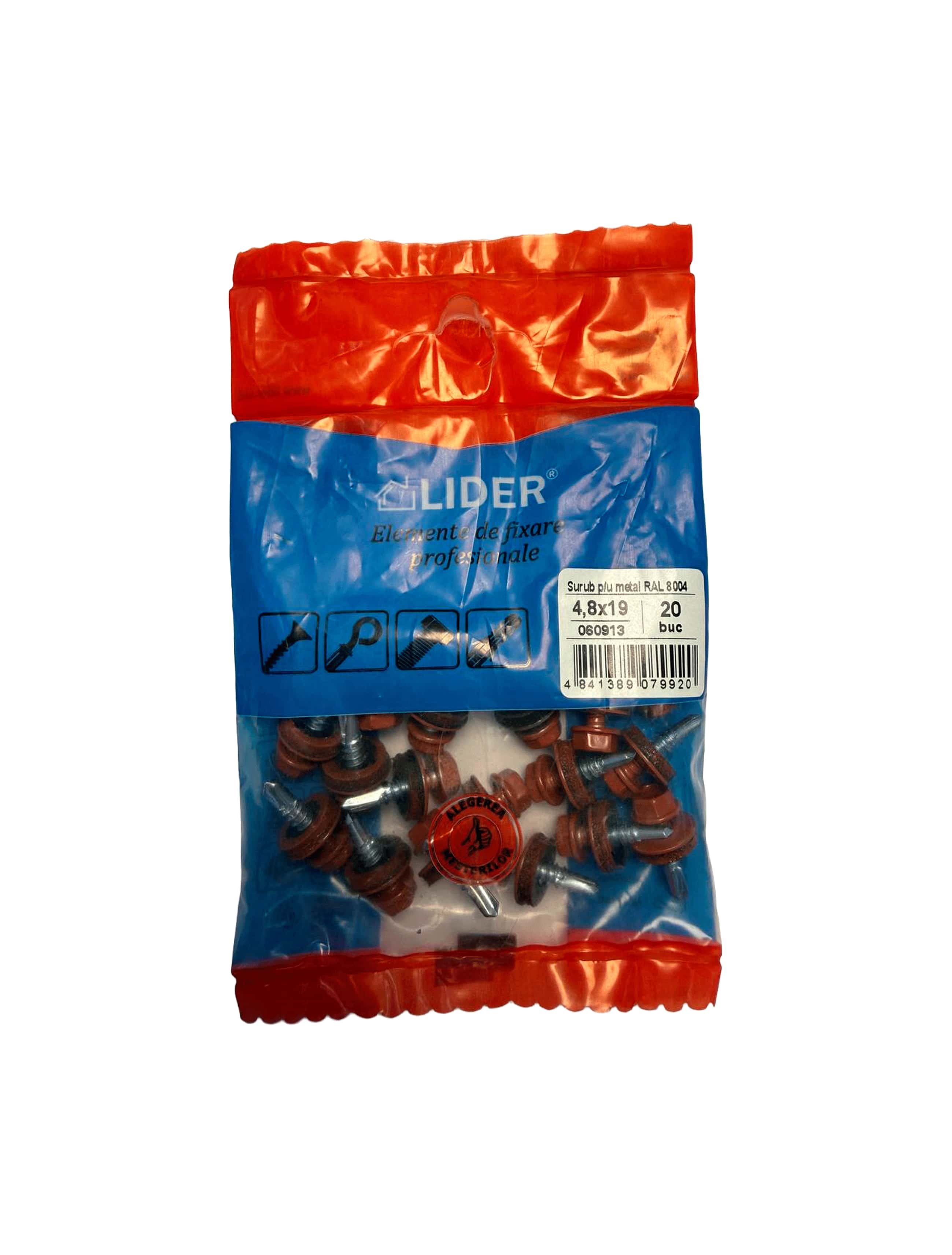 060913 Șurub autoforant p/u metal RAL 8004, 4,8x19_20 buc.