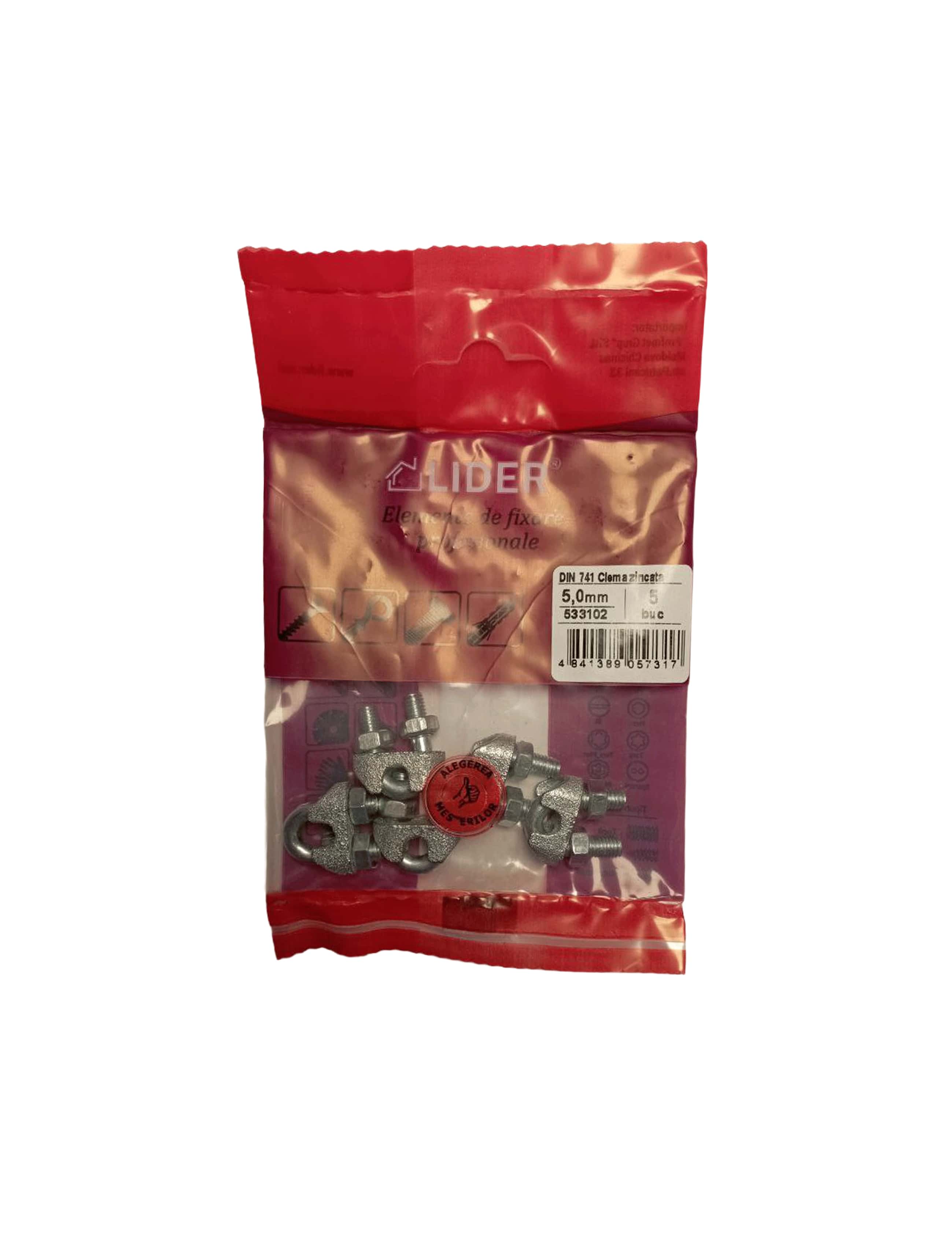 533102 DIN 741 Clema zincata p/u cablu de otel 5,0mm_5 buc.