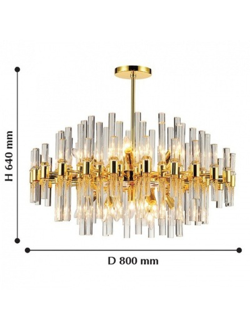 Lustră JH-875 D60cm H40cm,E14X10,Metal+Glass,Gold LuminaLed