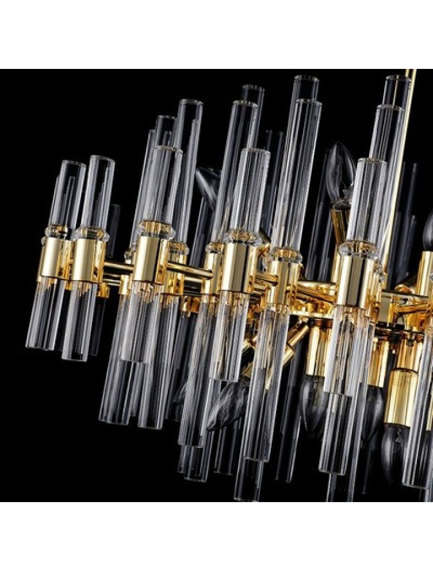 Lustră JH-875 D60cm H40cm,E14X10,Metal+Glass,Gold LuminaLed