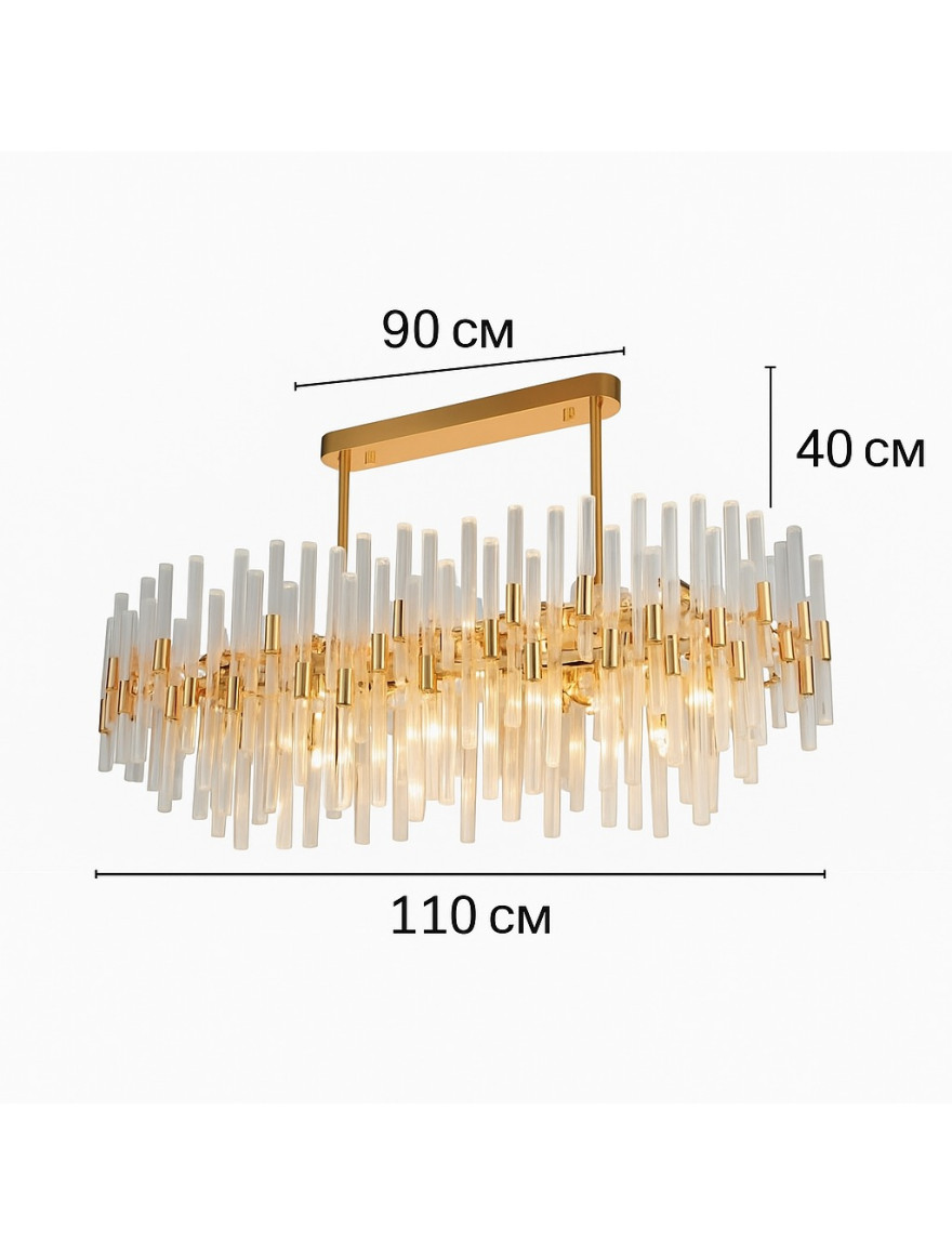 Lustră  JH-876 L80cm H35cm,E14X18,Metal+Glass,Gold LuminaLed