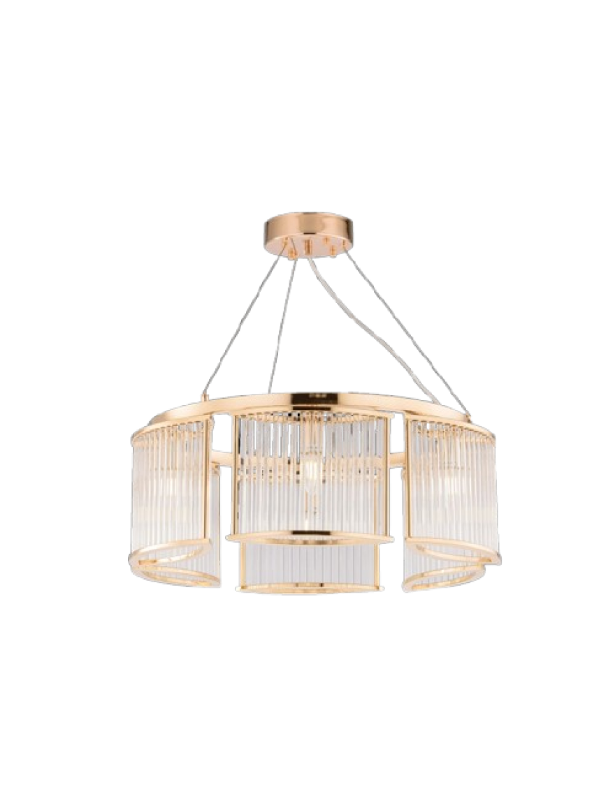 Lustră JH-878 D80cm H25cm,E14x8,Metal+Glass,Gold LuminaLed