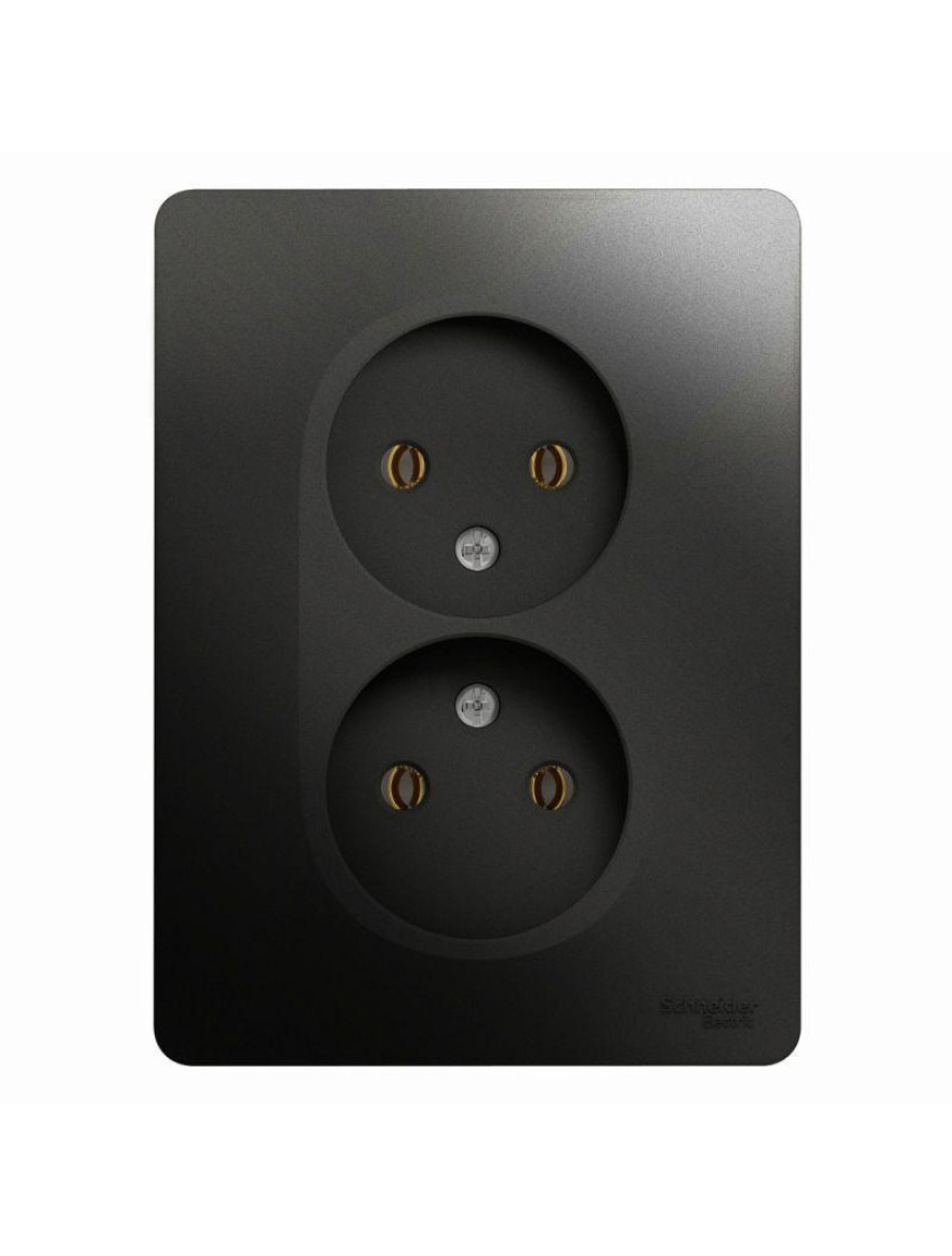 Priză dublă fără împământare 16A 2P+E antracit (10buc) GLOSSA GSL000720 SCHNEIDER