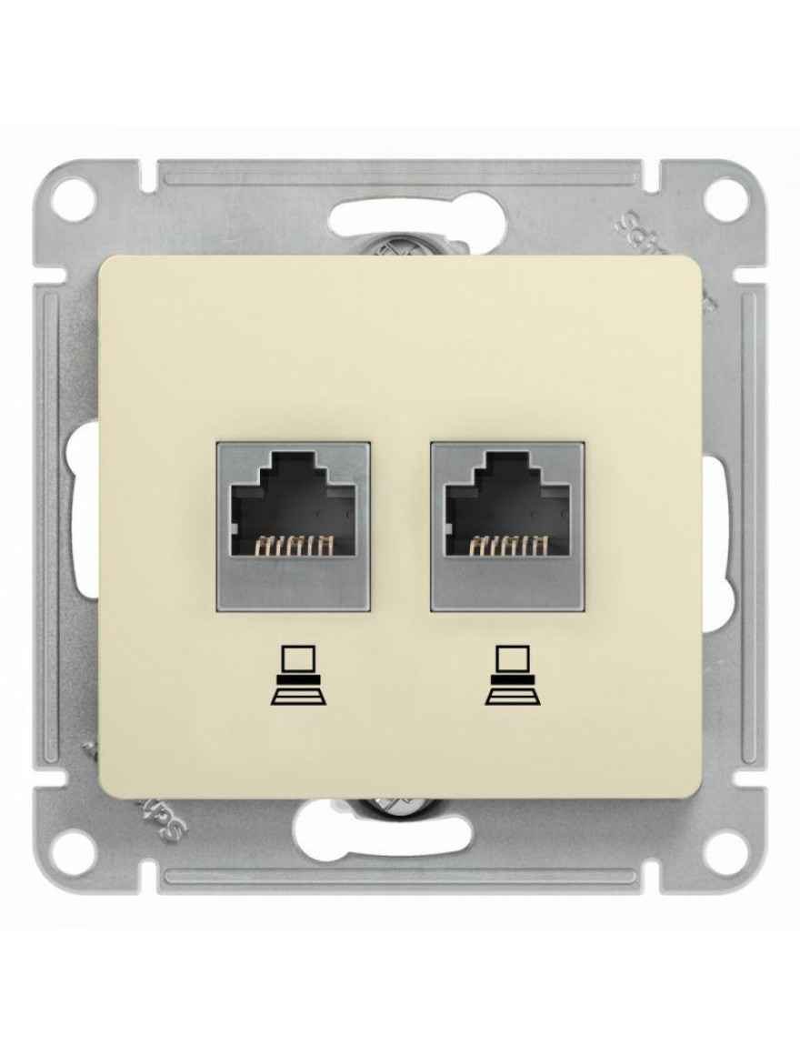 Priză dublă RJ45 cat.5E crem GLOSSA SCHNEIDER