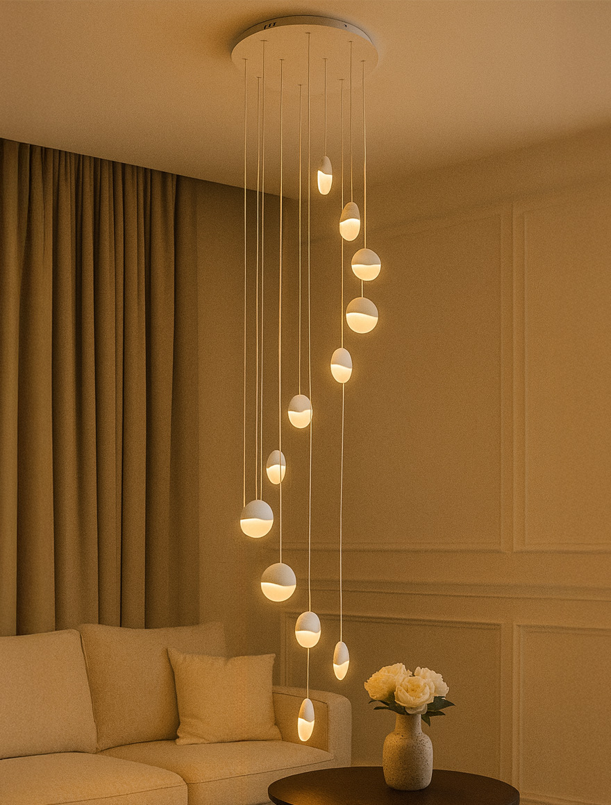 Lustră LED FS-027-D12A D525x2.5m 72W 3000K,sand white, LuminaLed 2