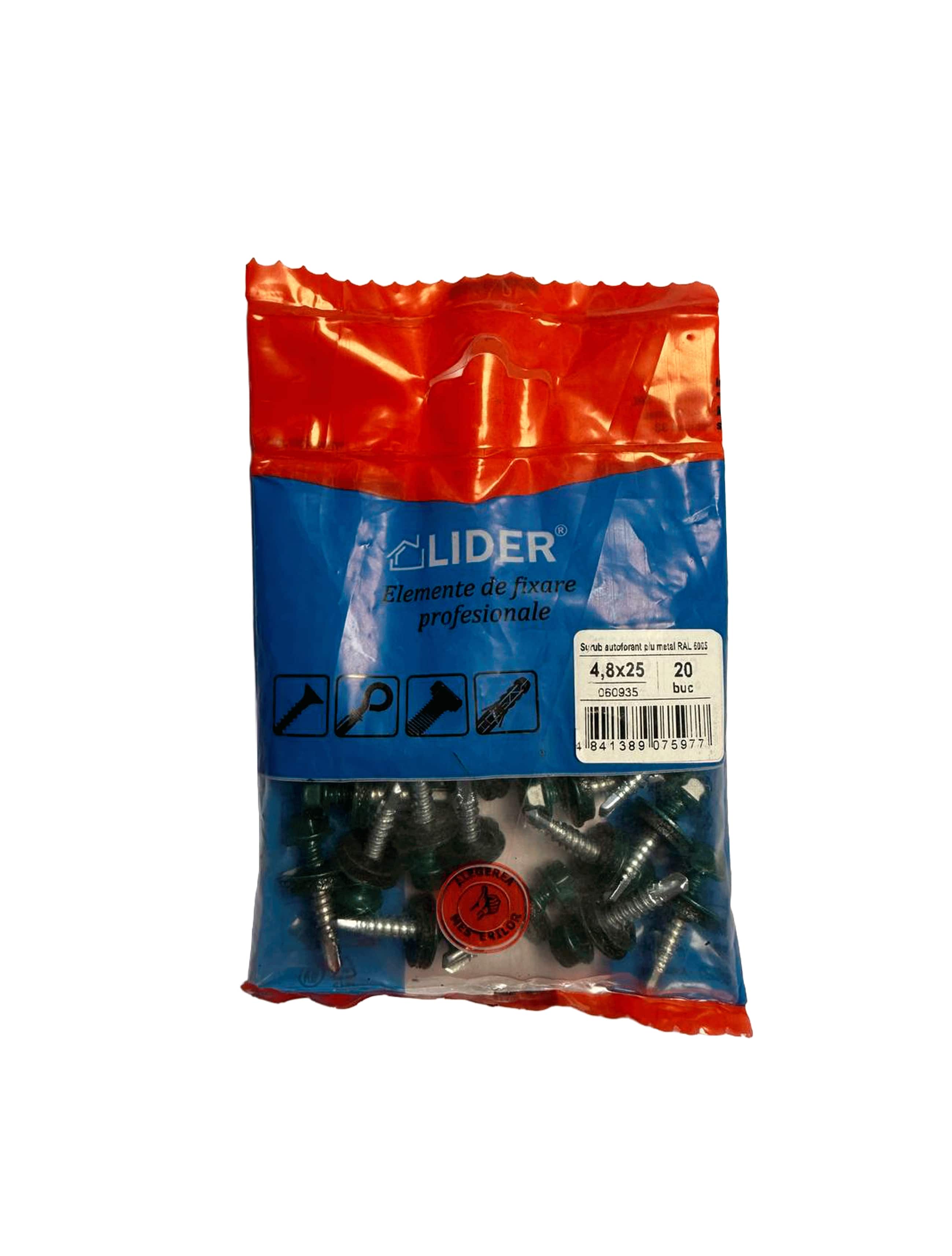 060935 Șurub autoforant p/u metal RAL 6005, 4,8x25_20 buc.