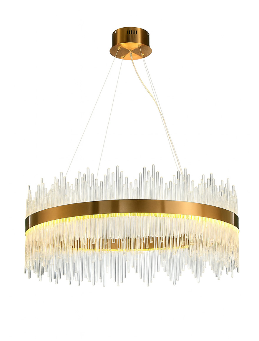 Lustră LED JH-874-80 D80cm ,stainless+Glass,Bronze LuminaLed