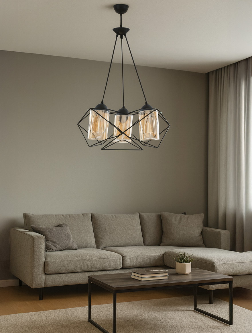 Lustra ANITA triangle 3xE27 Max 60W Black Begusa