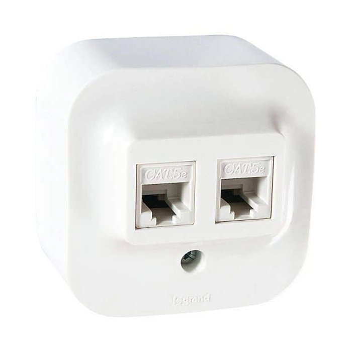 Priză de date 2p l/p RJ45 cat5E+RJ45 albă Quteo2x Legrand 782228