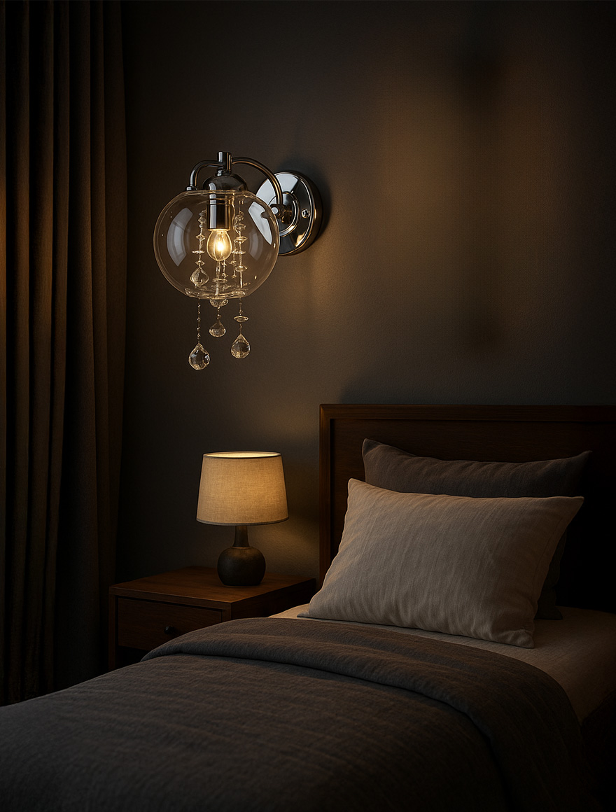 Настенный светильник TALE of RAIN 01-WL-NI-CE, 155×170 мм, 1xE14, хрусталь, Luminaled