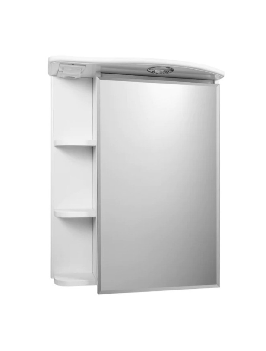 Dulap oglindă 600 albă, raft lateral