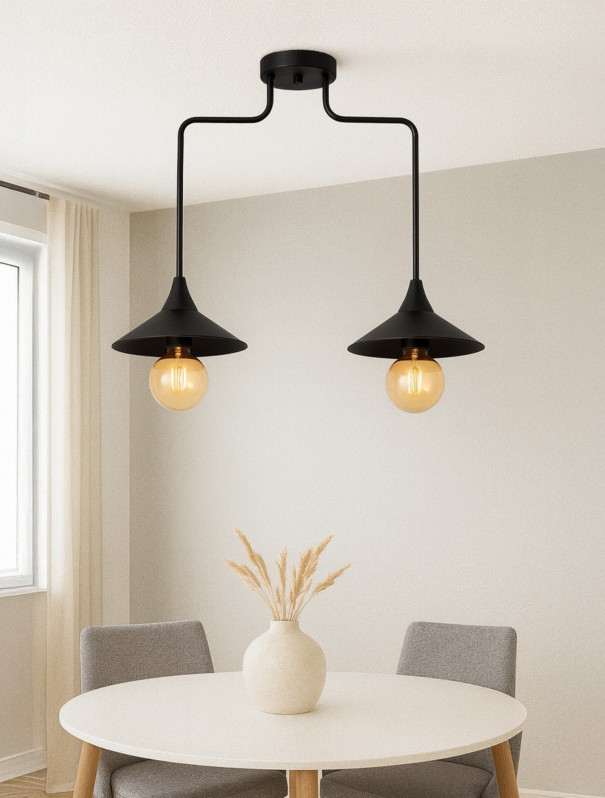 Lustra BERLIN 2xE27 Max 60W Black Begusa