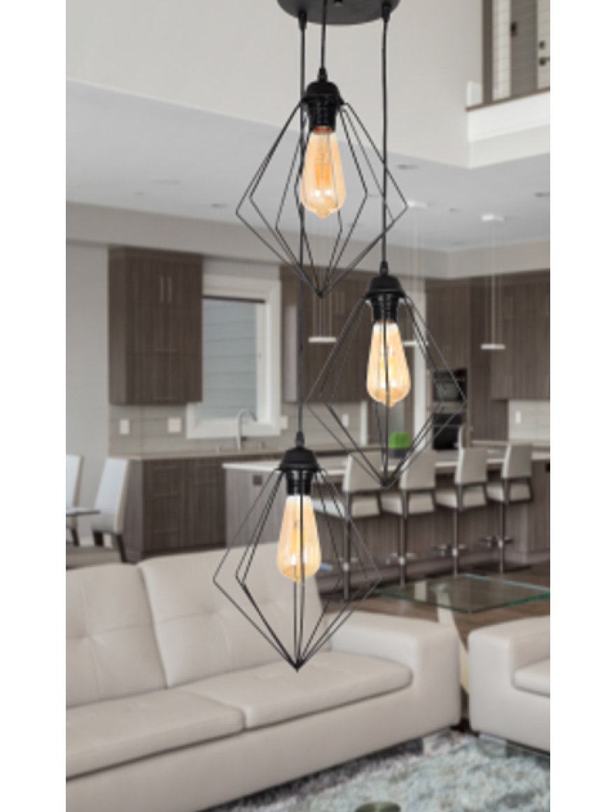 Lustră LINA 3xE27 Max 60W Black Begusa