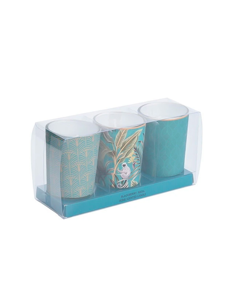 Set lumânări aromate în candelabru de sticlă 3buc 5x6cm, 4 arome