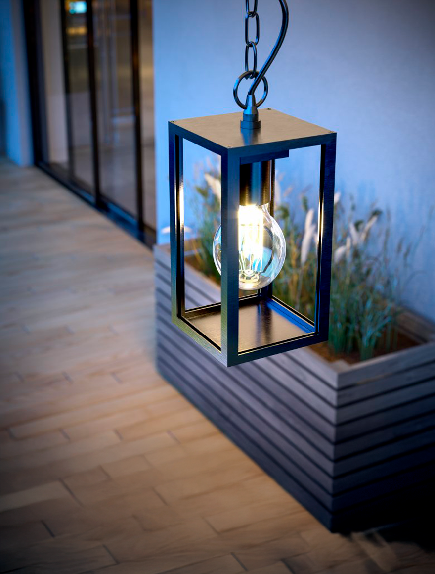 Corp de iluminare suspendat VENTANA-H 1XE27 IP54 negru GTV