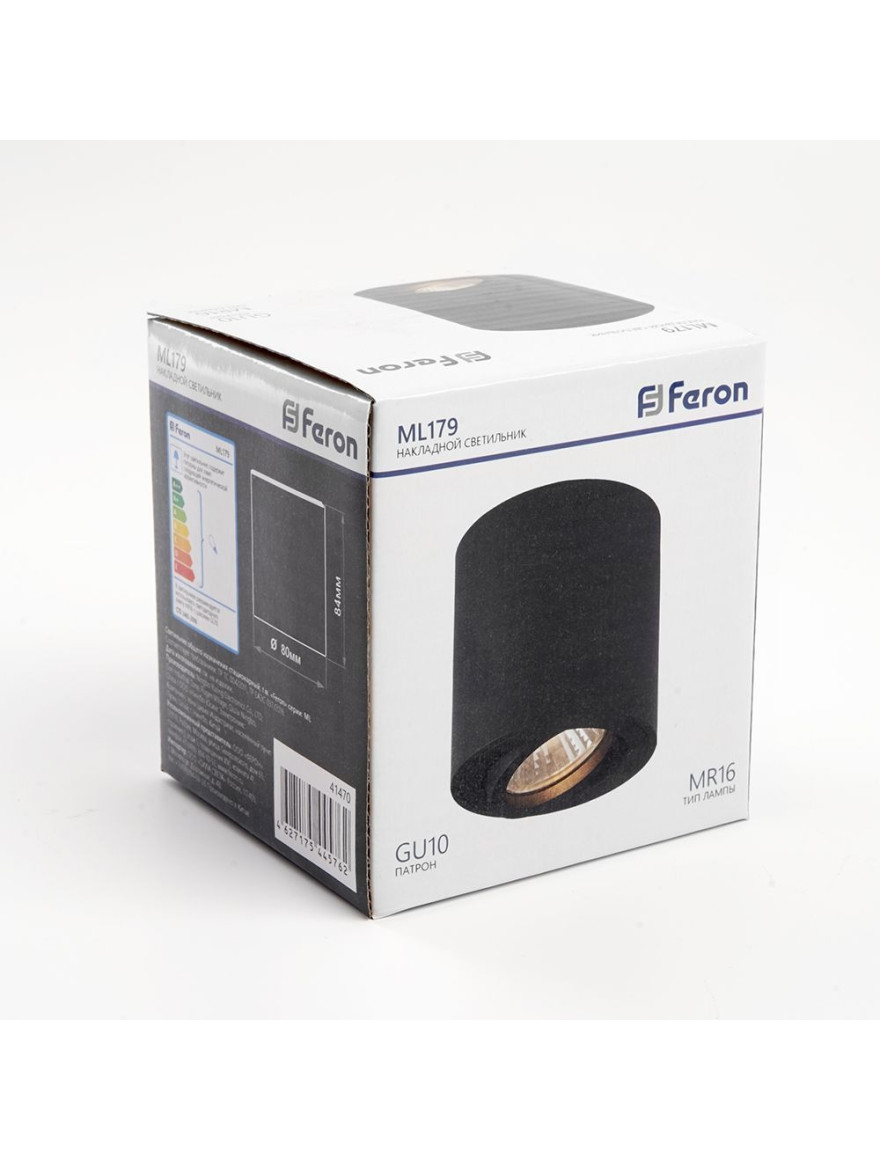 Spot aplicat GU-10 230V negru ML179 Feron