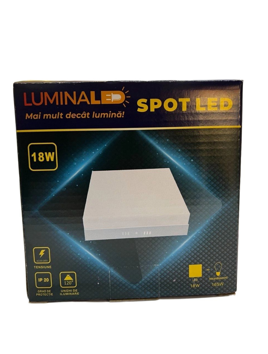 Spot LED STAR-16 pătrat aplicat 18W  6500K  Luminaled