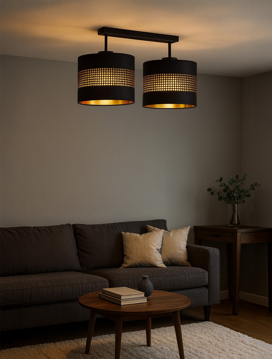 Lustra TAGO 2xE27 max 60W black +gold TK-LIGHT