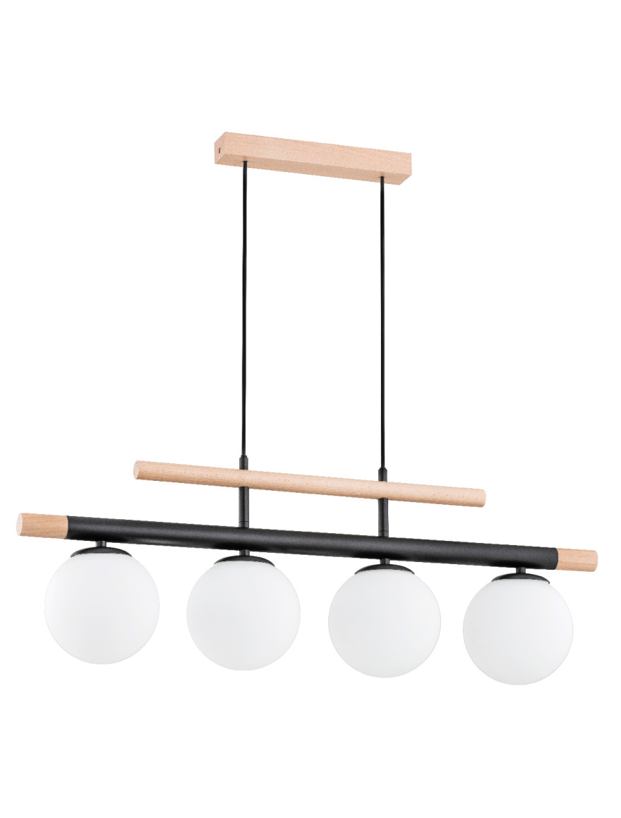 Lustră TRENDY 4xE14 max 40W white+wood ALFA