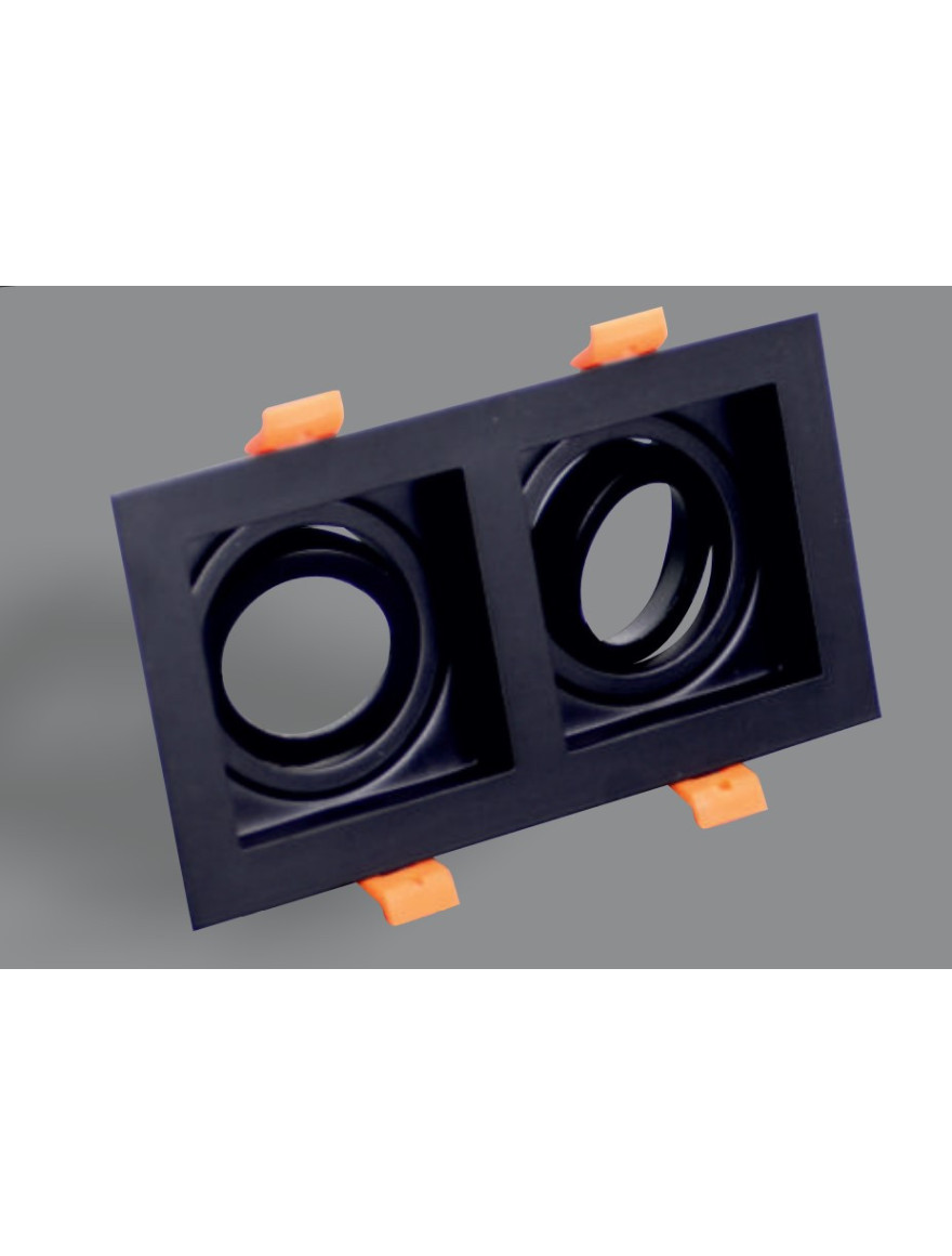 Spot încorporat ERK5543, MR16, 2xGU10 pătrat negru ERKLED