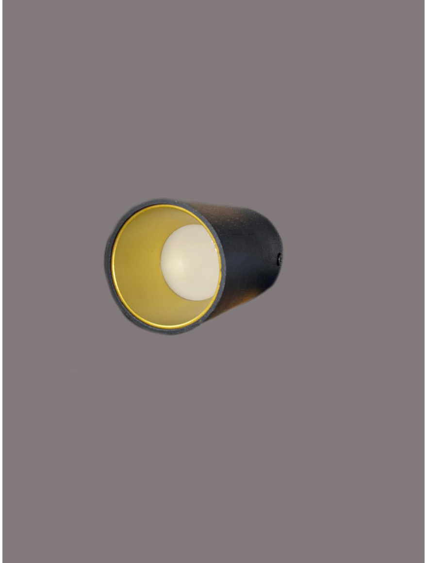 Spot aplicat ERK2800, MR16, 1xGU10 max 20W 60x100mm rotund negru+auriu ERKLED