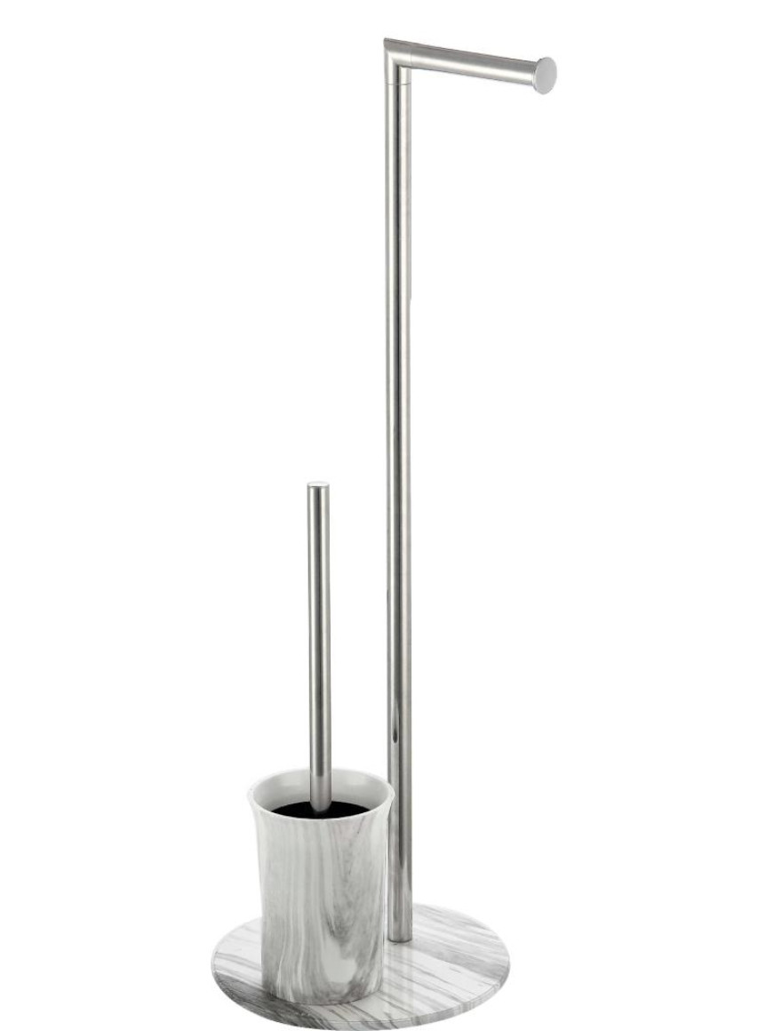 Suport staționar p/u prosoape cu perie WC (alb) 07621