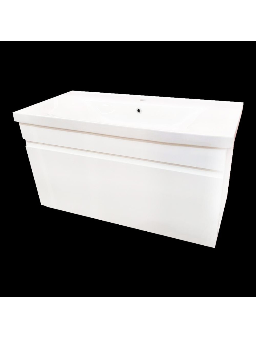 Masca cu sertar si lavoar suspendata Puatu Alb 80x55x46 cm 1511989