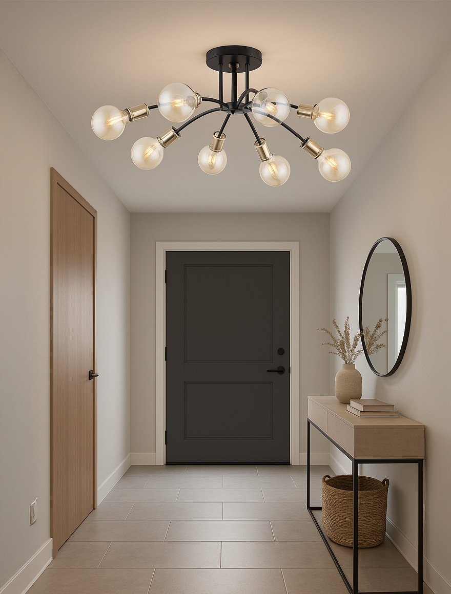 Lustră LANTI  8xE27 max 60W black+gold ALFA