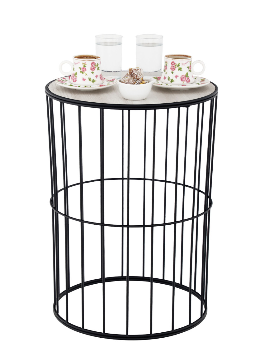 * Măsuță cafea TITANIC h45xd32 negru+lemn Begusa