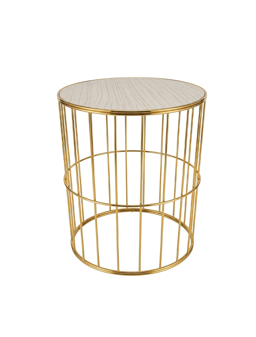 * Măsuță cafea TITANIC h45xd32 auriu+lemn de nuc Begusa