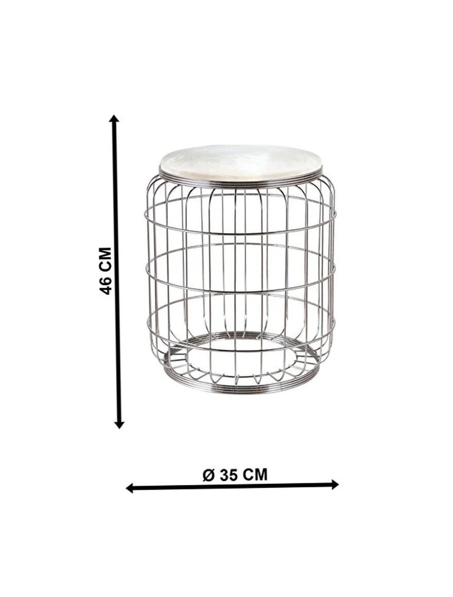 * Scaun puf CAMELLİA h47xd40 chrome+bej Begusa