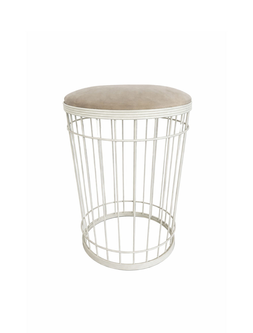 * Scaun puf SIMGE h47xd40 alb+alb Begusa