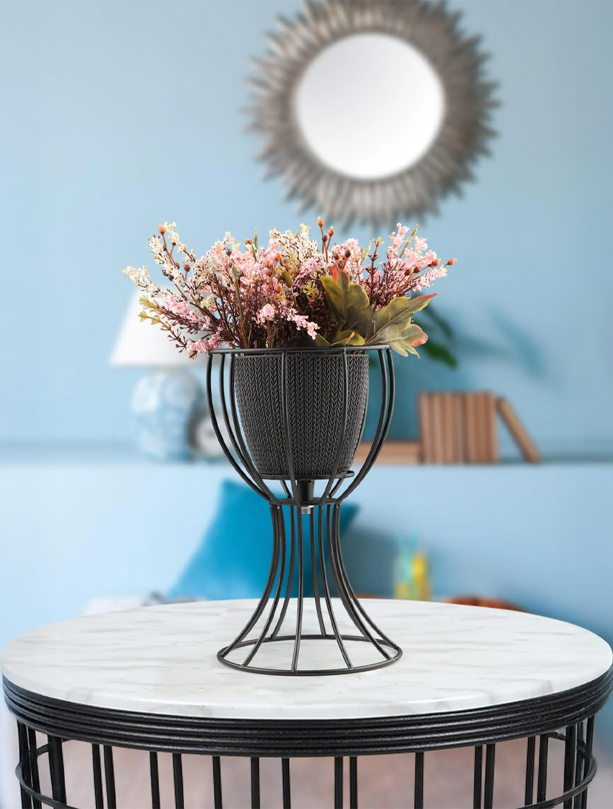 * Ghiveci cu flori+suport ANAFOR h31 negru Begusa