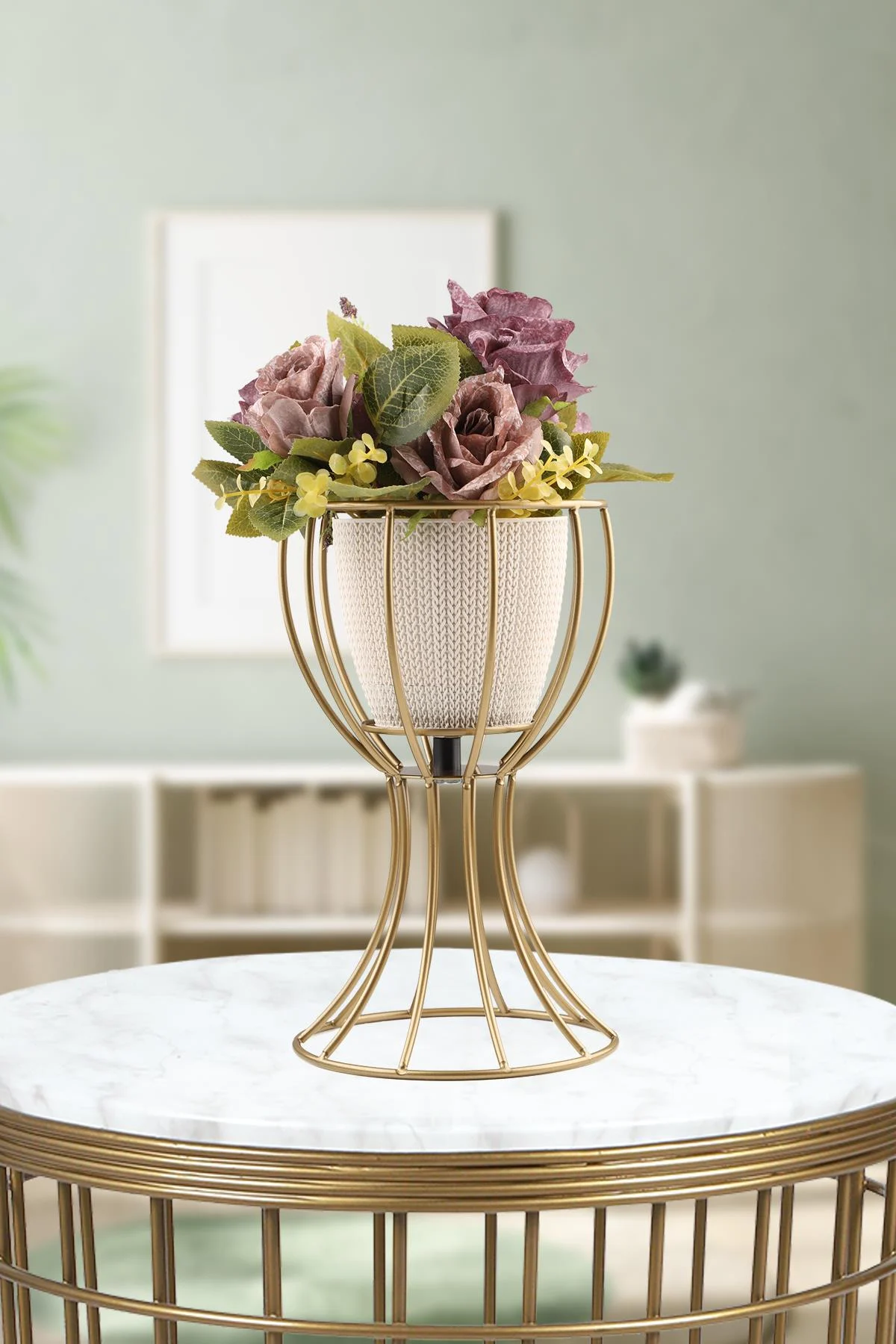 * Ghiveci cu flori+suport ANAFOR h31 bej Begusa