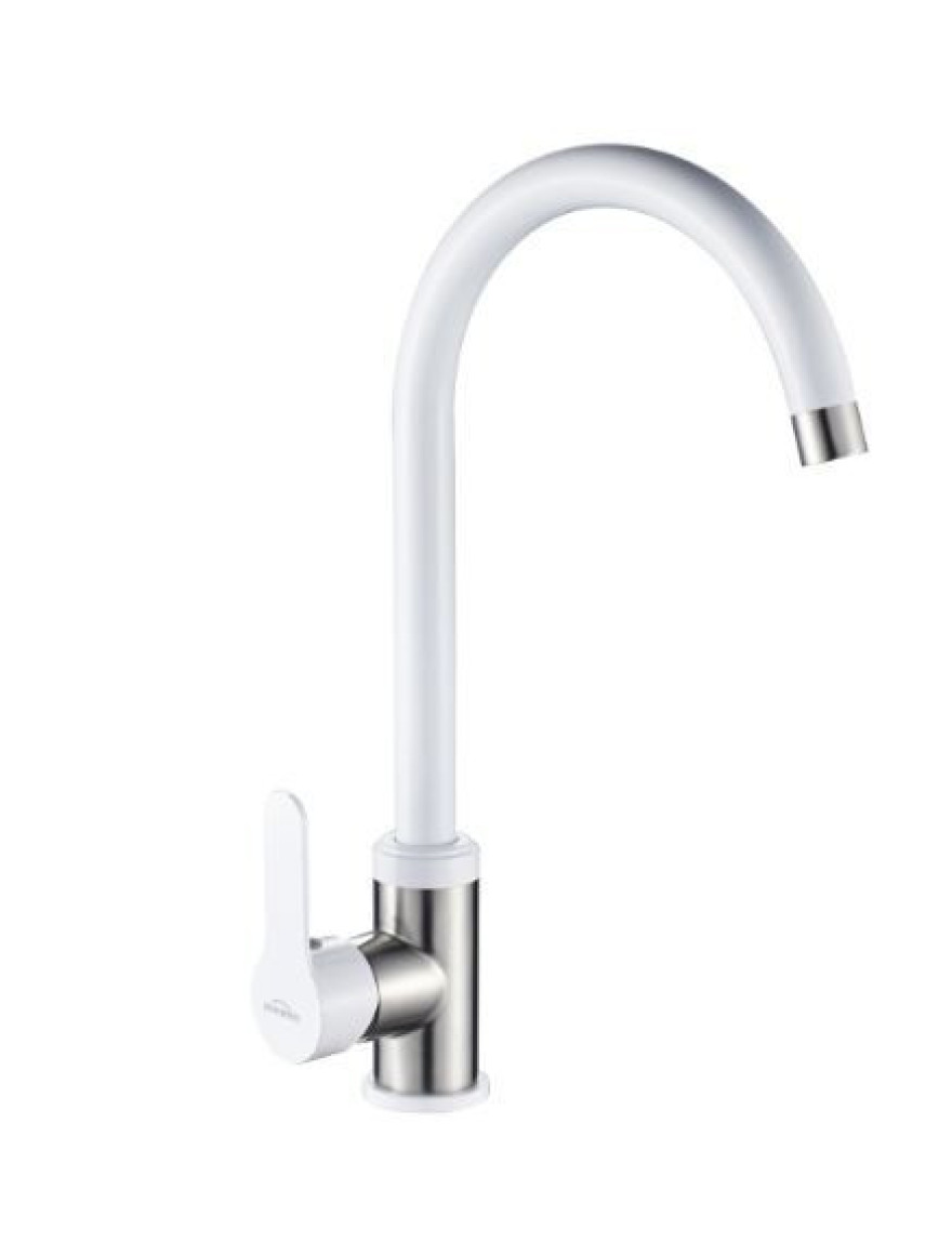 Baterie bucătărie p/u chiuvetă IRON,alb inox BZ-53-L02-L INVENA