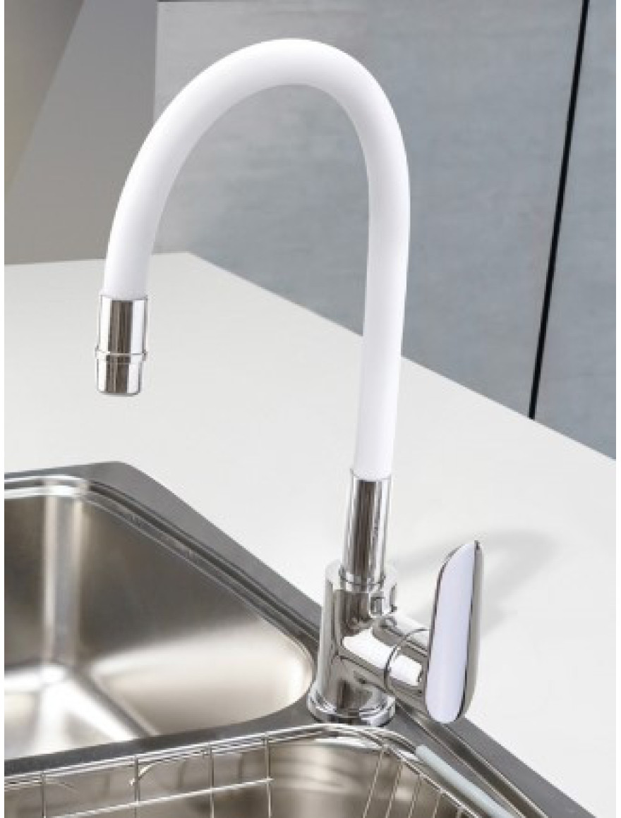 Baterie bucătărie p/u chiuvetă JOGA flexibil,alb chrom BZ-32-L02-C INVENA