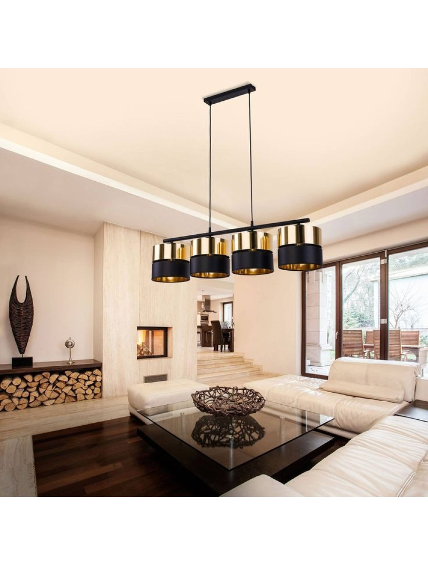 Lustră HILTON 4xE27 max 60W black+gold TK-LIGHT