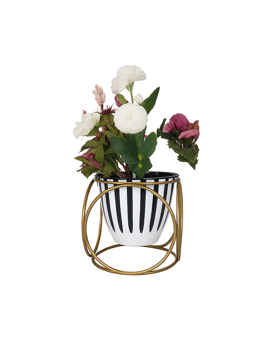 * Ghiveci cu flori+suport SELANIK NO:01 h35 bronz+alb Begusa