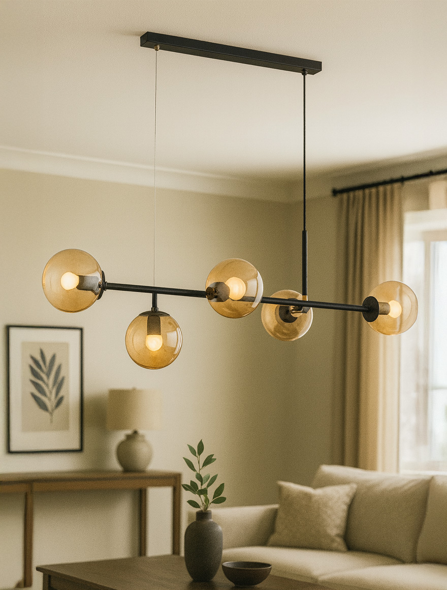 Lustră DANSA  5xE14 max 40W black+gold ALFA