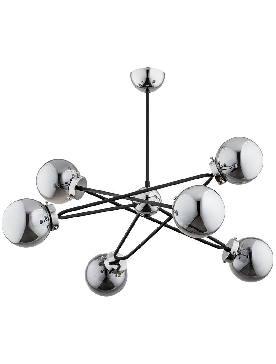 Lustră SAGITO 6xE14 max 40W black+silver ALFA
