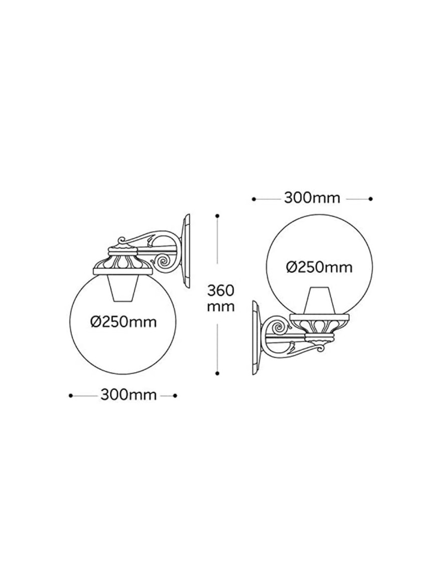 * Corp de il Fumagalli BISSO/GLOBE 250 60W 250 mm E27 220-240V IP55