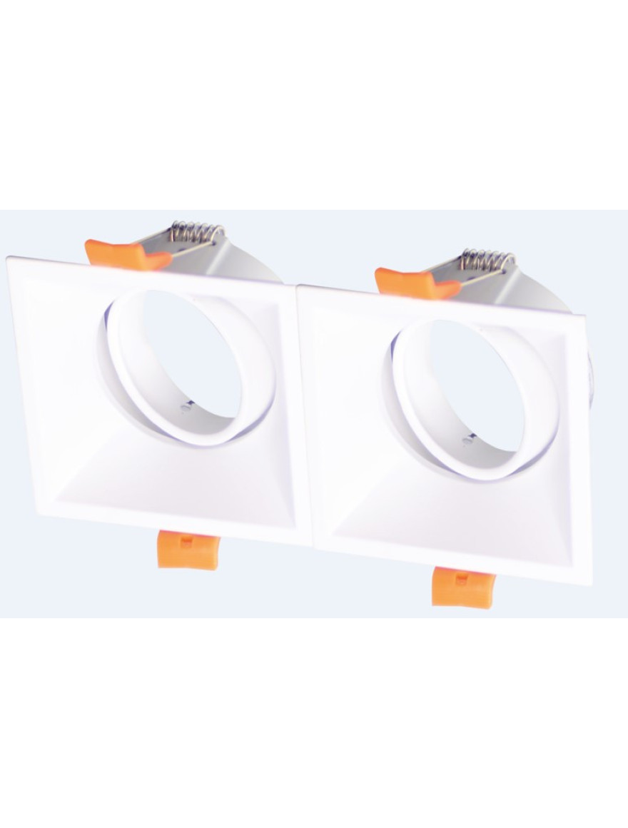 Spot încorporat ERK5557, MR16, 2xGU10 pătrat alb ERKLED