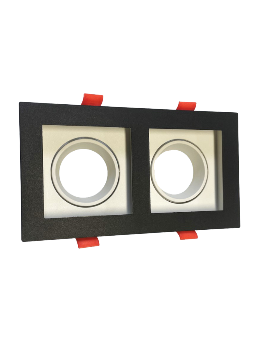 Spot încorporat ERK5536 2xMR16 pătrat negru+alb ERKLED