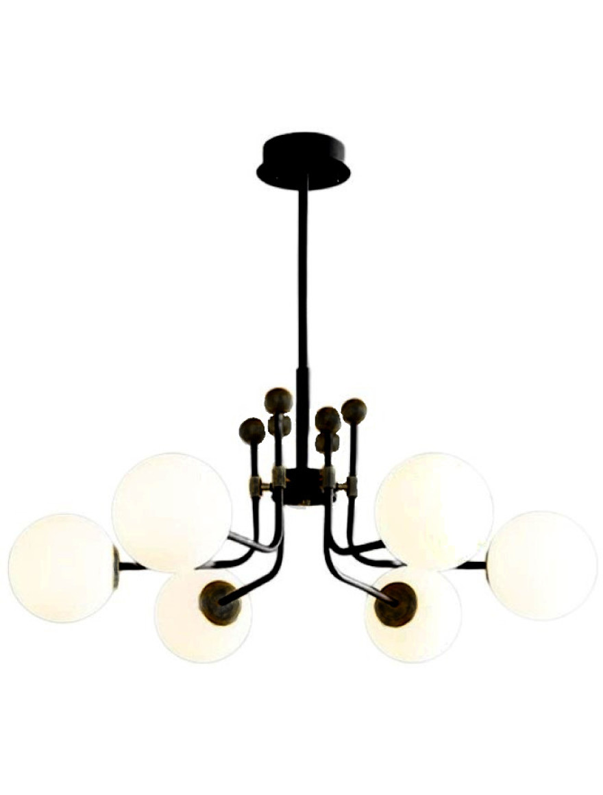 Lustră JH-914 L98.5xH76cm,E14x8,Metal+Glass,Black+White LuminaLED