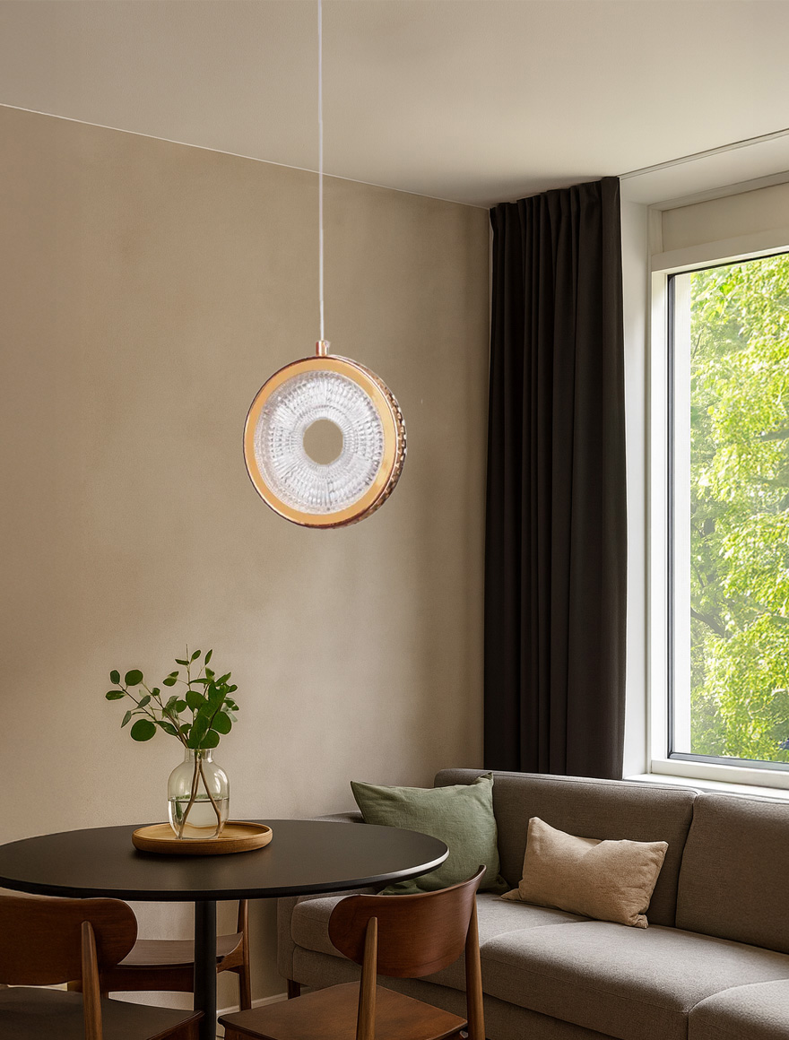 Подвесной LED-светильник JH-966, D20 см, 10W, металл + акрил, золото, Luminaled