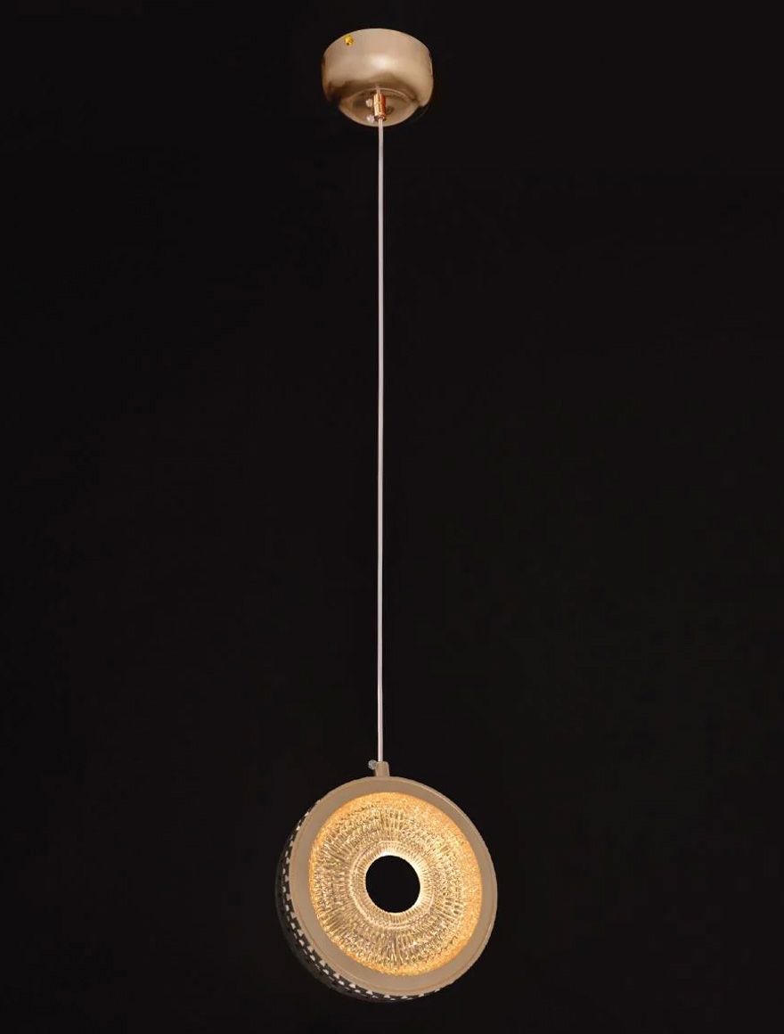 Подвесной LED-светильник JH-966, D20 см, 10W, металл + акрил, золото, Luminaled