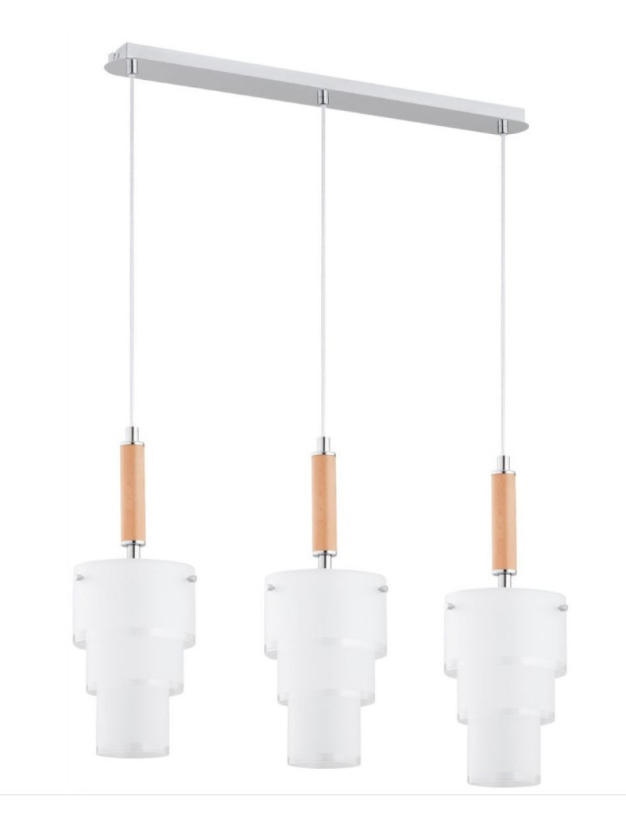* Lustră IRYD 3xE27 max 60W white+wood ALFA