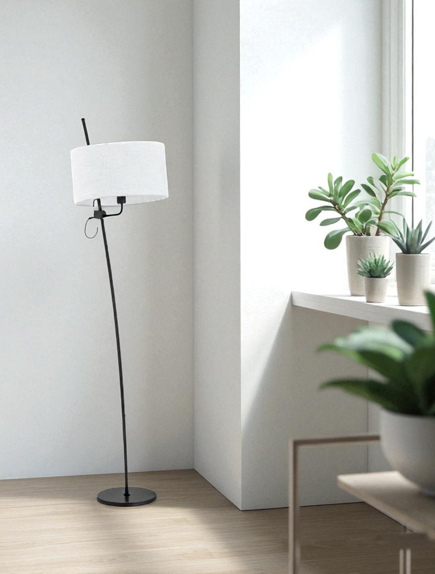 * Торшер LEO 1xE27, макс. 60 Вт, черно-белая ALFA