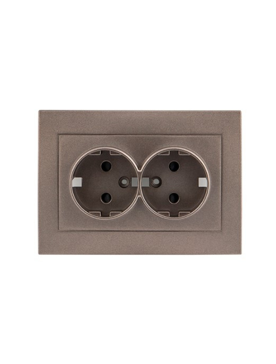 Priză dublă euro 9202-52S 16A 230-240V grafit Elmos